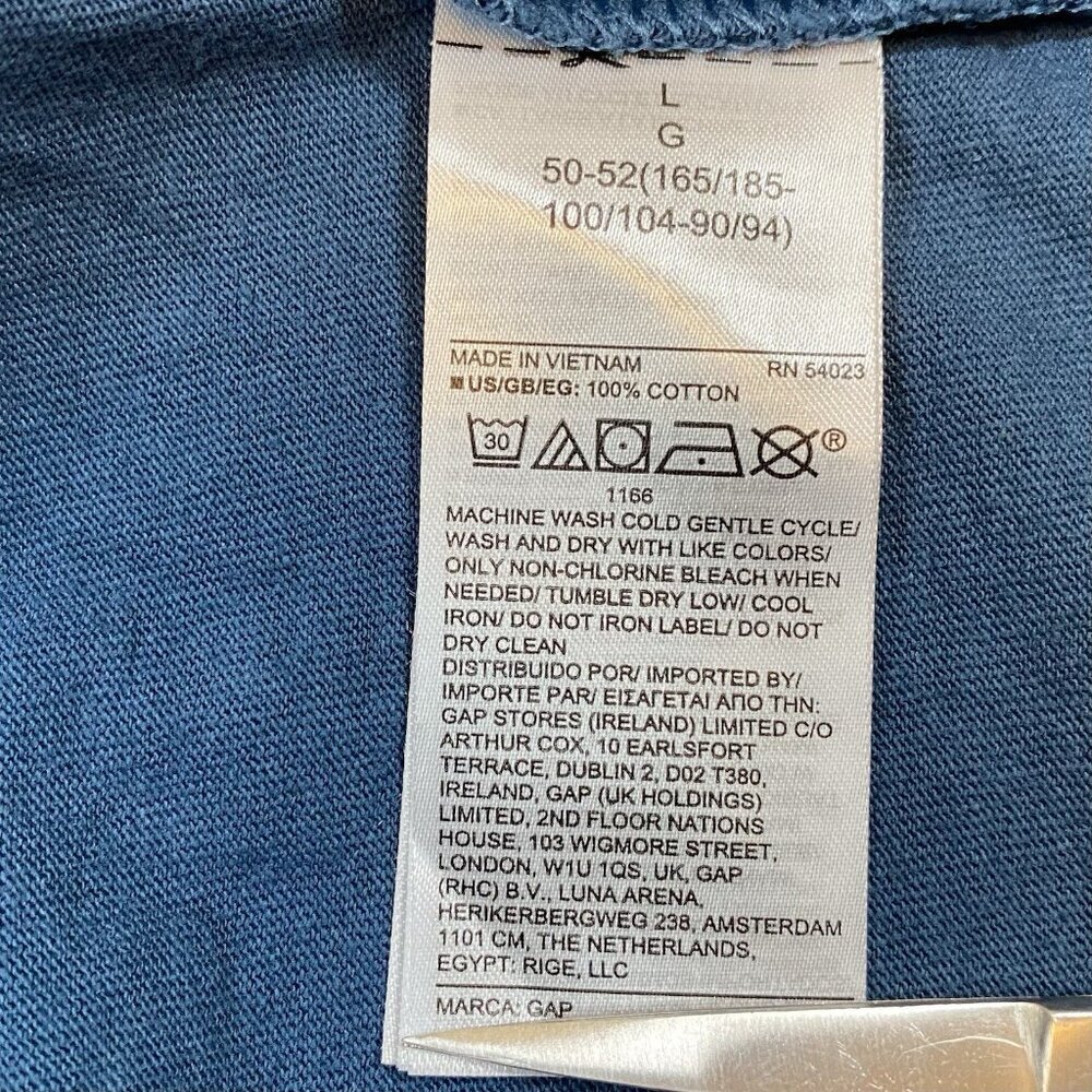 GAP Men’s Everyday Long-Sleeve Tee T-Shirt 100% Cotton Grease Blue NWT Sz Large - Picture 8 of 11